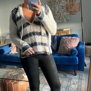 Free people cable knit hooded sweater
